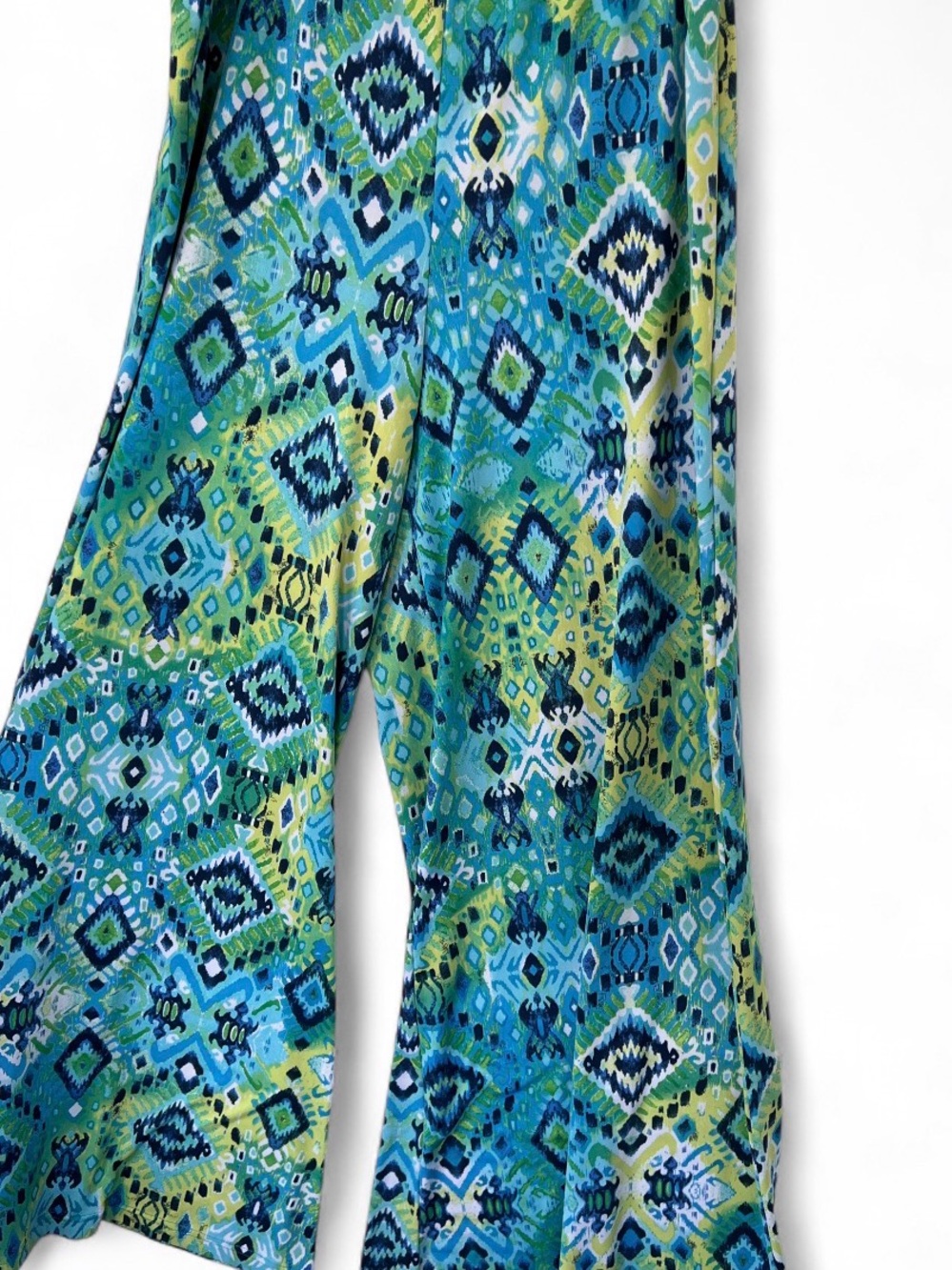 Vibrant Blue-Green Printed Palazzo Pants